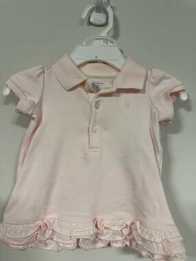 Ralph Lauren Baby Girls Pink Ruffled Polo Dress and Bloomer Set